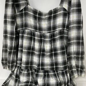 Plaid Black and White Women's Top